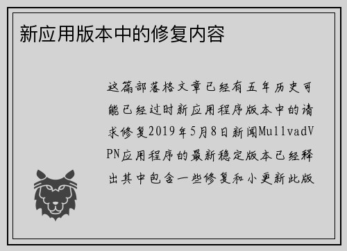 新应用版本中的修复内容 